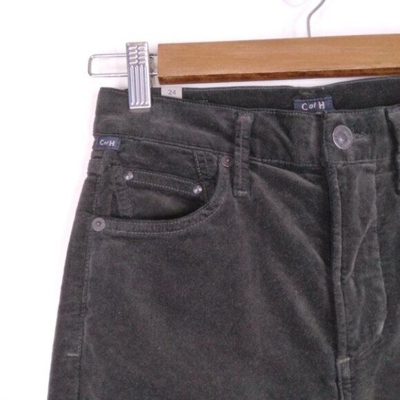 Citizens Of Humanity Cara High Rise Cigarette Ankle Green Velvet 24 - Picture 4 of 12